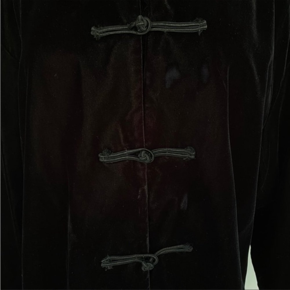 Vintage Black Velvet Asian Inspired Jacket XL 18/20 - Picture 5 of 8